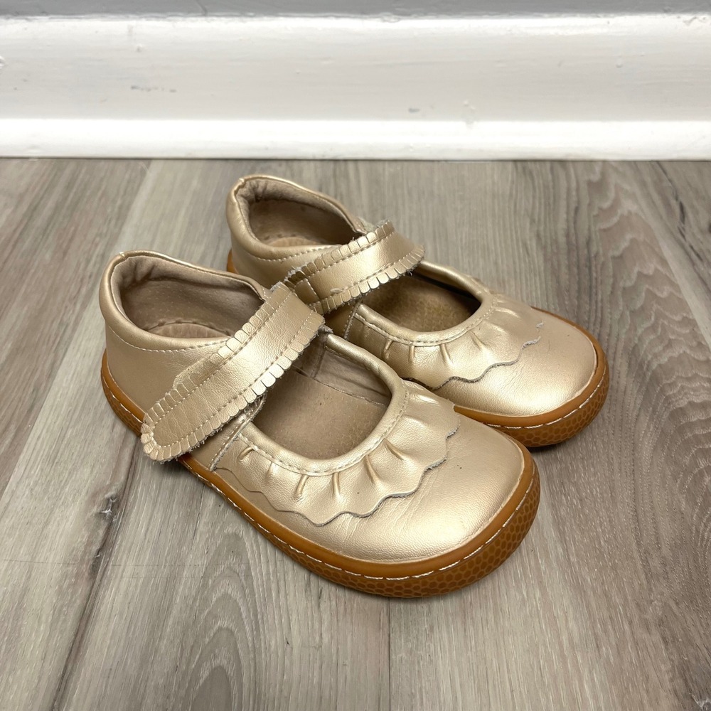 Livie & Luca Shoes Girls 11 Ruche Gold Metallic Ruffle Classic Mary Jane